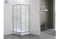 China Durable Square Shower Enclosure With White Block Striped Glass And Aluminium Frame supplier