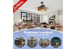 China Smart Control Rustic Design Rattan Ceiling Fan with Retractable Blades and Light Kit supplier