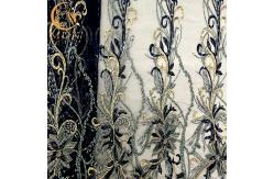 China Evening Dress Beaded Lace Fabric With Shining Sequins 135Cm Width supplier