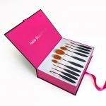 Pink Book Shape Ribbon Closure Make Up Shipping Cardboard Gift Packaging Boxes Makeup Brush Box With Plastic Blister Tra for sale