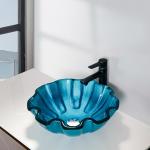 Round Tempered Glass Basin Bowl Green Bathroom 150mm Countertop Flower Shape for sale