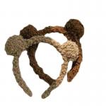 Female Antislip Bear Ear Plush Hairpin Face Washing Plush Headband for sale