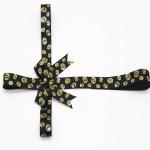 Golden Printing Decorative Ribbon Bow Black Color With Adhesive Tape for sale