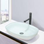 High Glossy White Tempered Bathroom Wash Basins Melon Shape Countertop Basin Sinks