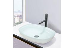 China High Glossy White Tempered Bathroom Wash Basins Melon Shape Countertop Basin Sinks supplier