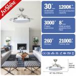 LED Retractable Ceiling Fan Light 3 Speed Remote Control Modern