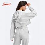 Long Sleeve Top And Leggings Women Workout Hoodies With Pocket Two Piece Outfits for sale