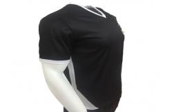 China 100 Mesh Polyester Black V Neck Soccer Jerseys Subimation Printing No Fading supplier