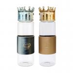 Heat Resistant 300ml Glass Water Bottle With Crown Lid for sale