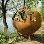 Outdoor Wood Burning Corten Steel Fire Pits Big Bowl 3mm Thickness With Weathering Steel for sale