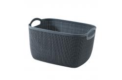 China Sustainable Grey Plastic Basket For Clothes Storage Save Space supplier
