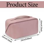 Leather Waterproof Multifunctional Makeup Bag With Handle And Divider For Women