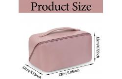 China Leather Waterproof Multifunctional Makeup Bag With Handle And Divider For Women supplier