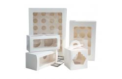 China Food Grade White Cake Cardboard Box Trays With Window Hole Holders Insert supplier