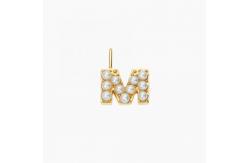 China 925 Sterling Silver Alphabet Earrings Studs Trendy Jewelry Pearl Gold Alphabet Initial Letter Charm Pendant supplier