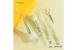 China Curved Craft 4 Piece Brush Set Synthetic Hair Plastic Handle With Scissors supplier