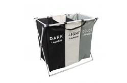 China Lightweight Durable Collapsible Laundry Hamper Dirty Clothes Three Section ODM supplier