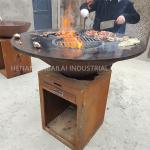 D1000mm Rusty red Corten Steel BBQ Grill Metal Barbecue Grill Outdoor Fireplace for sale