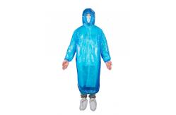 China Disposable Transparent PE Raincoat With Long Sleeves And Drawstring Hood supplier