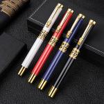 Chinese Style Metal Business Stationery Set Hollow Out Dragon Head Roller Ball Pen for sale