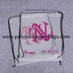 Biodegradable Frosted CPE Plastic Drawstring Backpack Printing Size Custom for sale