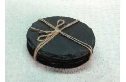 China 4 Pieces Slate Round Stone Coasters Eco Friendly For Hotel / Restaurant supplier