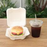 Oil Resistant and Biodegradable Customized Disposable Bagasse Burger Box for Food Container for sale