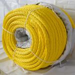 24mmx300m High Breaking Load 12 Strand Yellow Color HMPE Rope With Spliced Eye At Each End For Abrasion Resistance High for sale