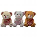 20 Cm 3 CLRS Adorable Plush Bears W/ Glitter Heart Toys Valentine'S Day Gifts for sale