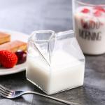 Mini Clear Custom Drinking Cups Square Cocktail Glasses Milk Carton 12oz for sale