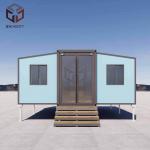 Double wing container house with balcony Plywood Flooring Rock Wool Sandwich Panel for sale