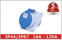 China IP44 IP67 Panel Mounted Industrial Socket 16A 32A 63A 125A Power supplier