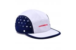 China Customized Eyelets 5 Panel Camp Hat Flat Brim Waterproof Nylon Camper Cap supplier