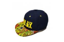 China Custom Sublimated Printed Brim Hip Hop Snapback Hat With 3D Embroidery supplier