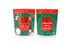 China Matte Transparent Plastic Christmas Stand Up Pouch Smell Proof Snack Packaging Bag supplier