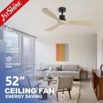 Energy Saving DC Motor Ceiling Fan with Natural Wood Blades and Smart Remote Control for sale
