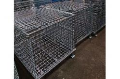China Galvanized Warehouse Storage Shelves Welded Steel Lockable Wire Mesh Pallet Cage supplier