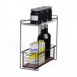 2 Tiers Wood Element Mdf Household Multifunctional Metal Under Sink Kitchen Organizer for sale