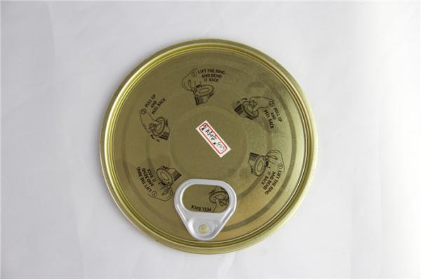 Eco - friendly embossing printed Tin Can caps / 300 # tinplate easy open lid