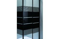 China Stylish,Durable Square Shower Enclosures With Black Block Stripes Glass For Modern supplier