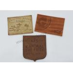 Brown PVC TPU Stitched On Jeans Leather Label SGS Embossed Leather Tags for sale
