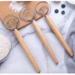 Dough Whisk with Stainless Steel Ring & Wooden Whisk For Bread Baking Tool for sale