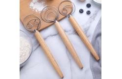 China Dough Whisk with Stainless Steel Ring & Wooden Whisk For Bread Baking Tool supplier