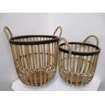 Brown Round Vintage Bamboo Basket Set for sale