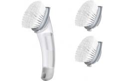 China Kitchen Sink Pot Pan Scrubbing Gray Plastic Dish Brush With Soap Dispenser supplier
