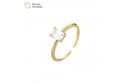 China Square Crystal Zircon 18k Diamond Rings Gold Plated Adjustable Opening supplier