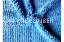 China 550gsm Microfiber Thick Stripe Coral Fleece Cloth Roya Blue150cm supplier