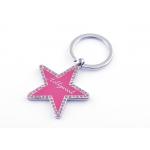 Star Engraved Metal Keychains Engraved Metal Keyrings With Small Diamond for sale
