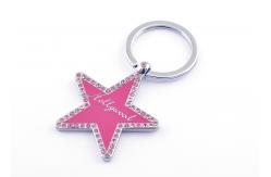 China Star Engraved Metal Keychains Engraved Metal Keyrings With Small Diamond supplier