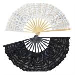 Double Sided Handmade Bamboo Fan 21cm 27cm Lace Folding Fan For Wedding Favor for sale
